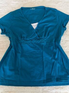 St. John's Bay Teal Short-Sleeve V-Neck Nursing Top